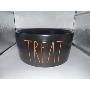 Rae Dunn TREAT Black Orange Pet Dog Food Water Bowl Dish Replacement